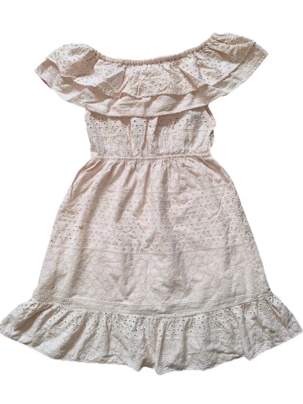 Women Sz S Off-Shoulder Baby Pink Fit & Flare Mini Dress Layered Knee Length